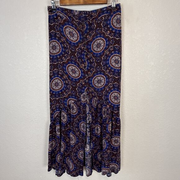 Earthbound Womens Flare Maxi Skirt Size S Medallion Gypsy Bobo Slit Lightweight - Picture 3 of 8